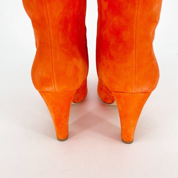 Manolo Blahnik Lina Orange Suede Knee High Pointed Toe Heeled Boot size IT 39.5 - Picture 9 of 15